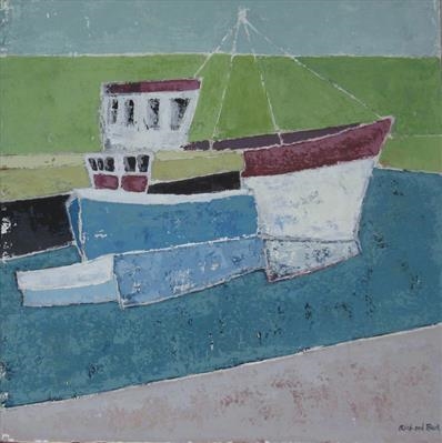 Salcombe Fish Quay II by Richard Burt, Painting, Oil and Acrylic on Canvas